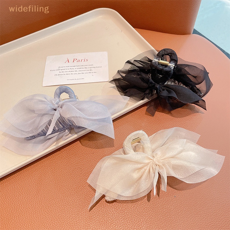 Kẹp Tóc Hình Nơ Lớn Bằng Vải Gạc Tinh Tế Quyến Rũ Cho Nữ