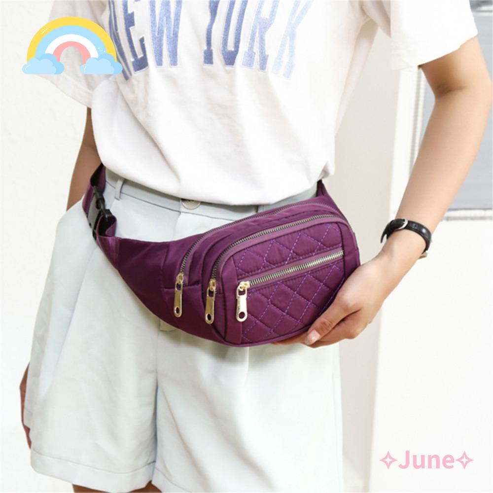 JUNE Túi Đựng Cơm Trưa / Thắt Lưng Vải Oxford Họa Tiết Kẻ Sọc Thời Trang Cho Nam Và Nữ