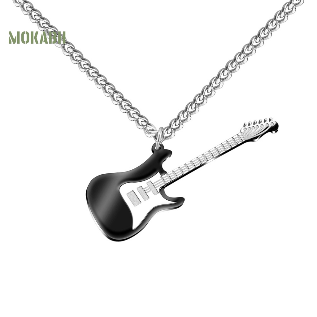 Vòng cổ Bằng Thép Không Gỉ Mặt Hình Đàn Guitar Bass Phong Cách Punk Hip Hop Thời Trang Cho Nam