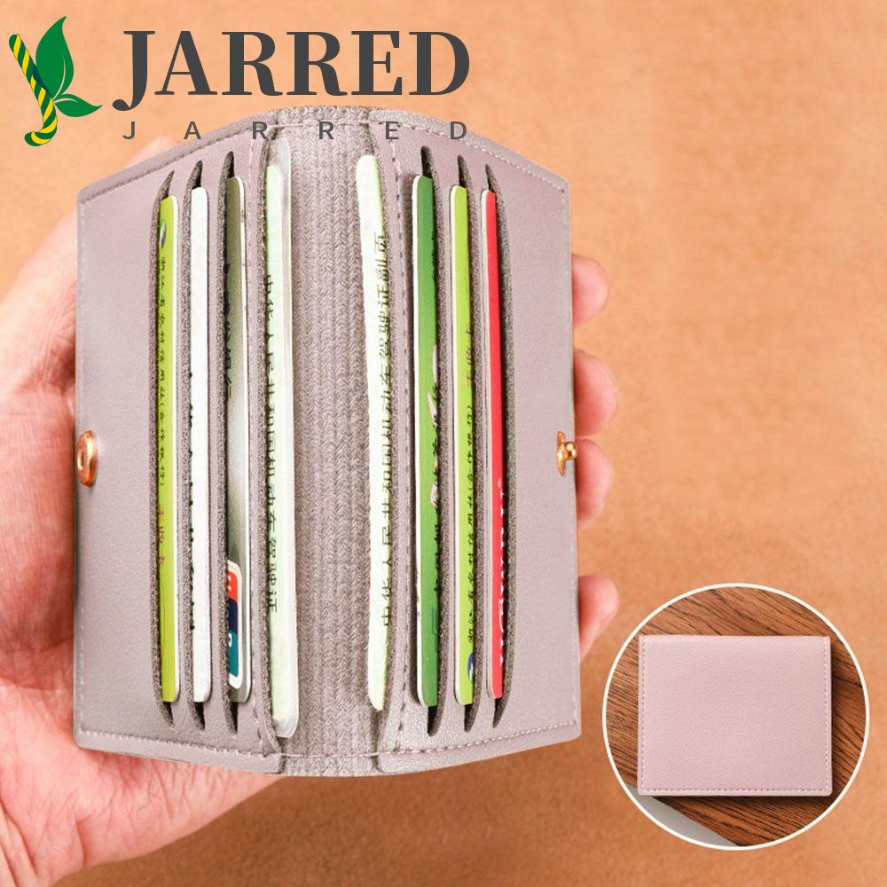 JARRED Ví Đựng Thẻ Siêu Mỏng Màu Trơn Cài Nút Thời Trang Cho Nữ