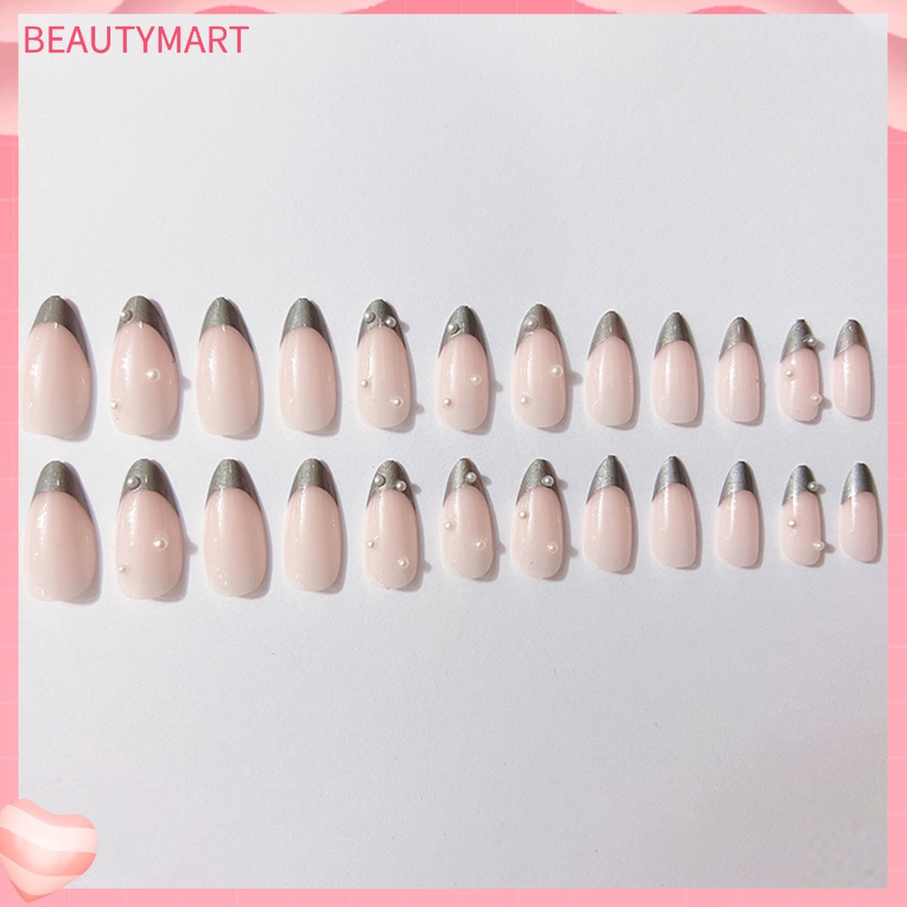 1 Bộ Móng Tay Giả Siêu Mỏng Đính Ngọc Trai Bằng Nhựa Che Phủ Toàn Diện Tháo Rời Được