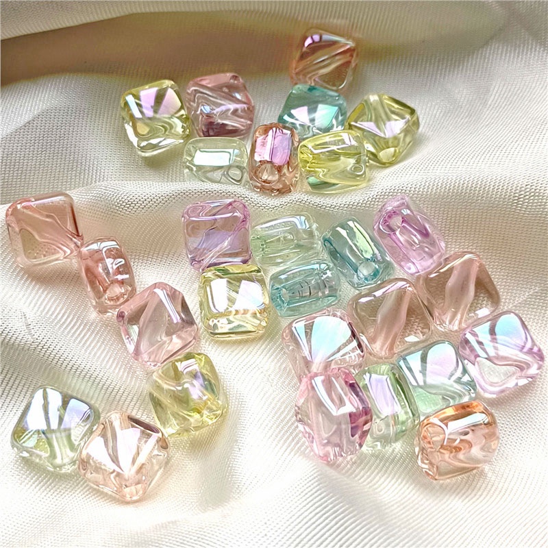 Set 10 Hạt Acrylic Trong Suốt Hình Vuông Dùng Để Làm Trang Sức DIY