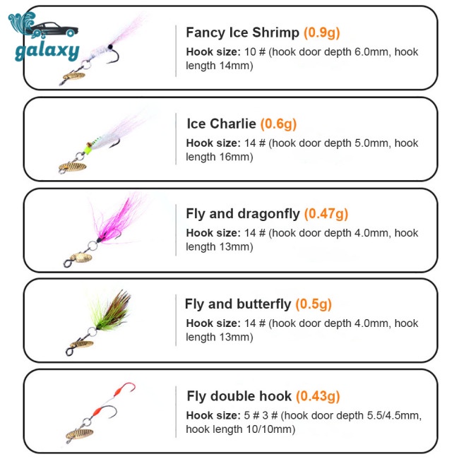 Galaxy Bộ 5 Mồi Câu Hình Côn Trùng Bằng Thép Carbon Cao Cấp
