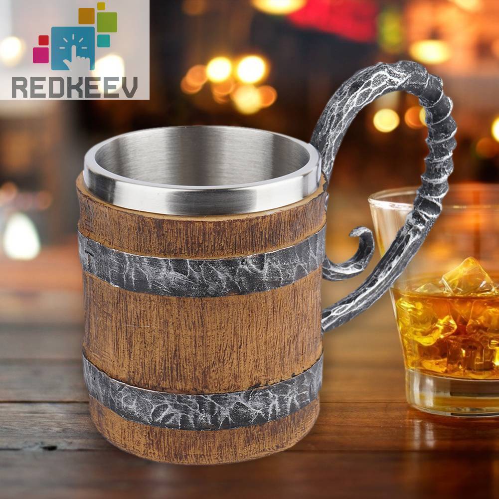 Cốc Uống Bia / Cà Phê Bằng Thép Không Gỉ Hai Lớp Gắn Tường Cổ Điển Trang Trí Quán Bar