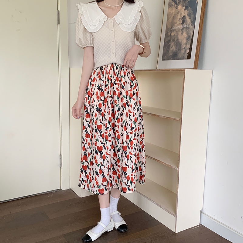 Chân Váy Hoa Chữ A Dáng Rộng Thời Trang Mùa Hè Hàn Quốc Dành Cho Nữ
