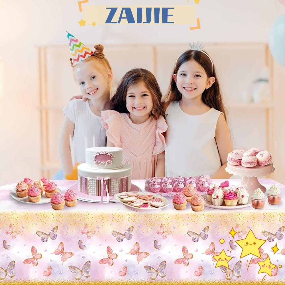 ZAIJIE24 Khăn Trải Bàn Dùng 1 Lần Họa Tiết Bướm Màu Hồng Dùng Làm Phông Nề