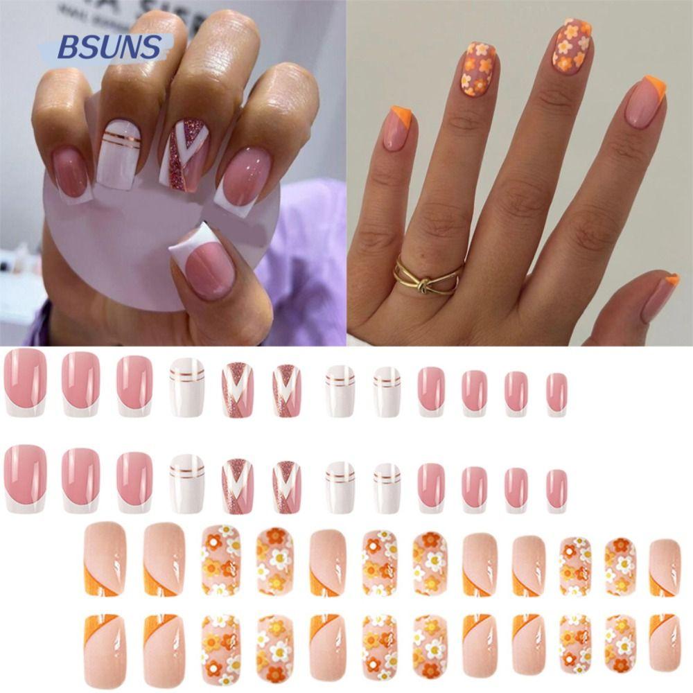 Bộ Móng Tay Giả Đầu Vuông Dạng Nhấn Thời Trang Cho Nữ