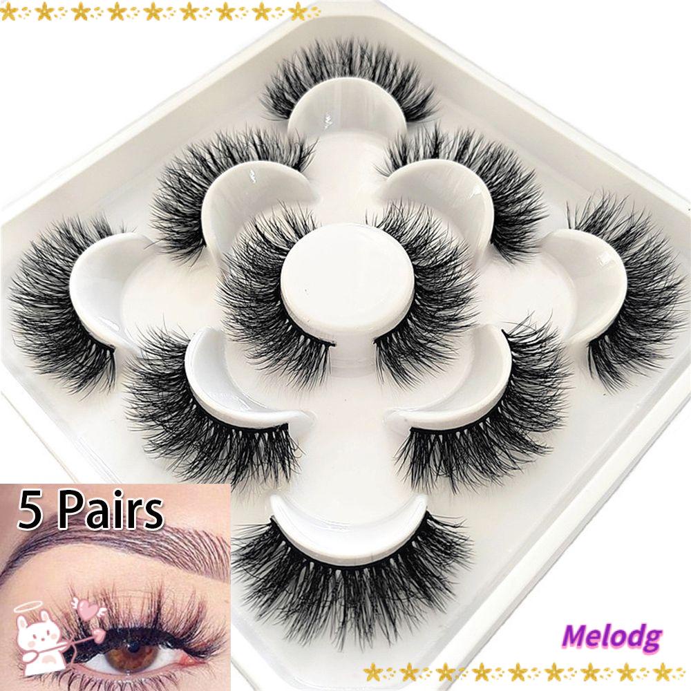 MELODG Bộ 5 Cặp Lông Mi Giả Dài Tự Nhiên