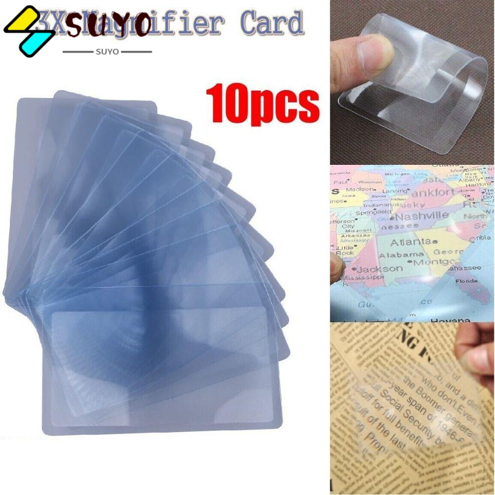 Bộ 10 Kính Lúp 3 X 8.5 * 5.5cm Bằng PVC Cỡ Nhỏ Tiện Dụng Dùng Đọc Sách