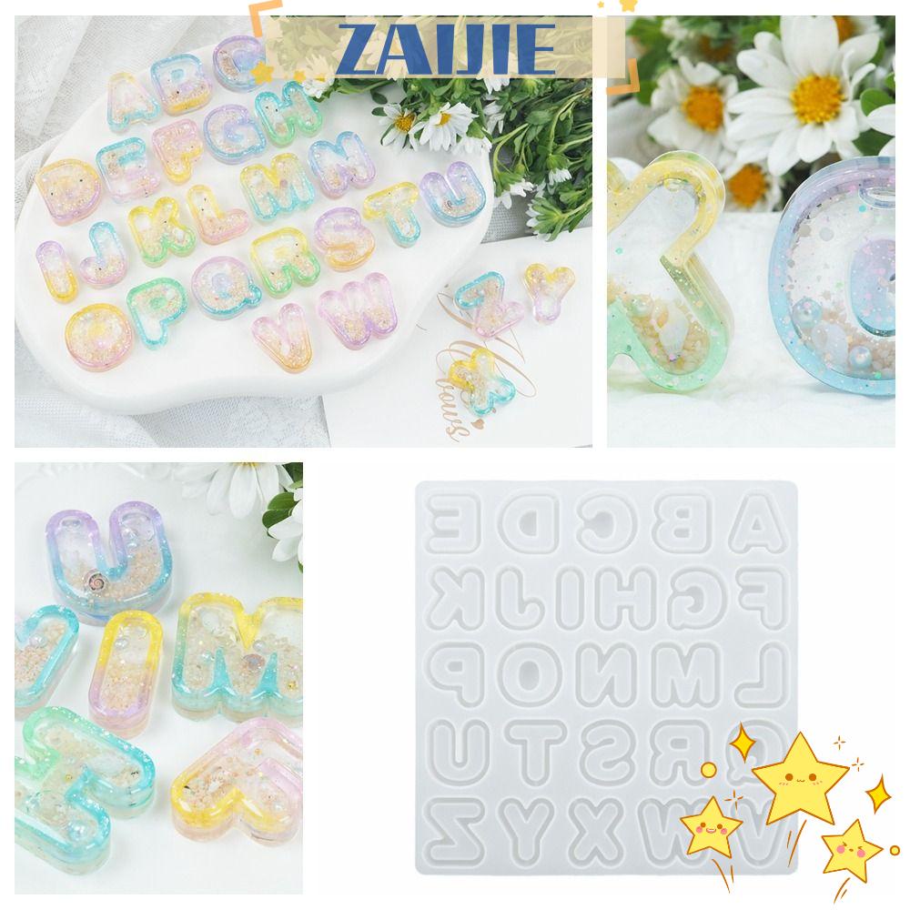 Khuôn Silicon Trong Suốt 24 Ngăn Tạo Hình Chữ Cái Tiếng Anh Làm Trang Sức