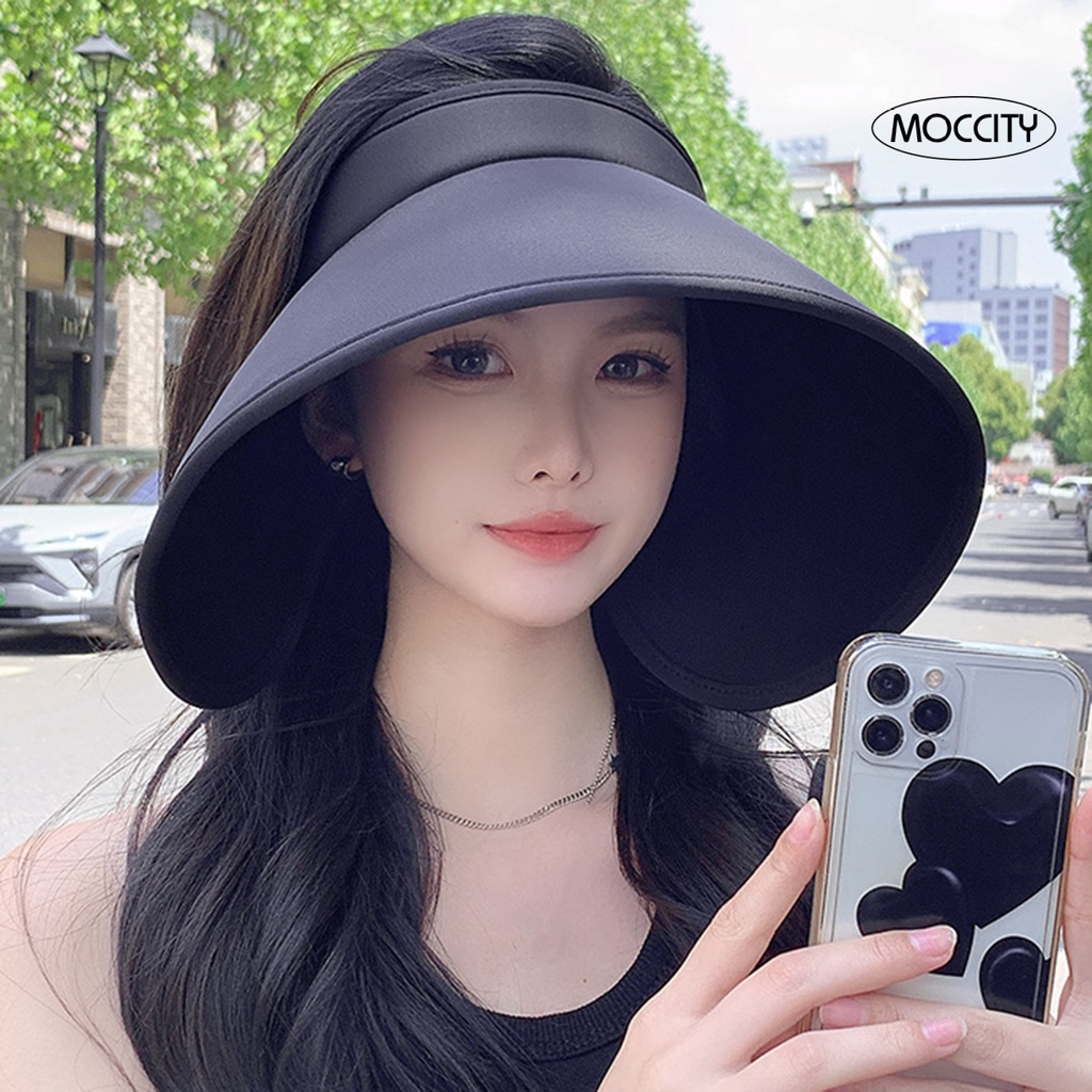 Mũ Chống Nắng Mùa Hè Vành Rộng Màu Trơn Siêu Nhẹ Chống Tia UV Có Đồ Chơi Cho Nữ