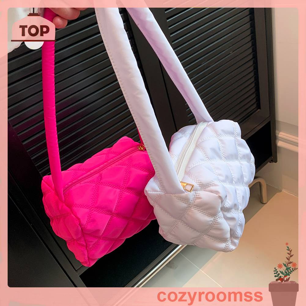 Túi Xách Nylon Đeo Vai Họa Tiết Lưới Hình Thoi Thời Trang Cho Nữ
