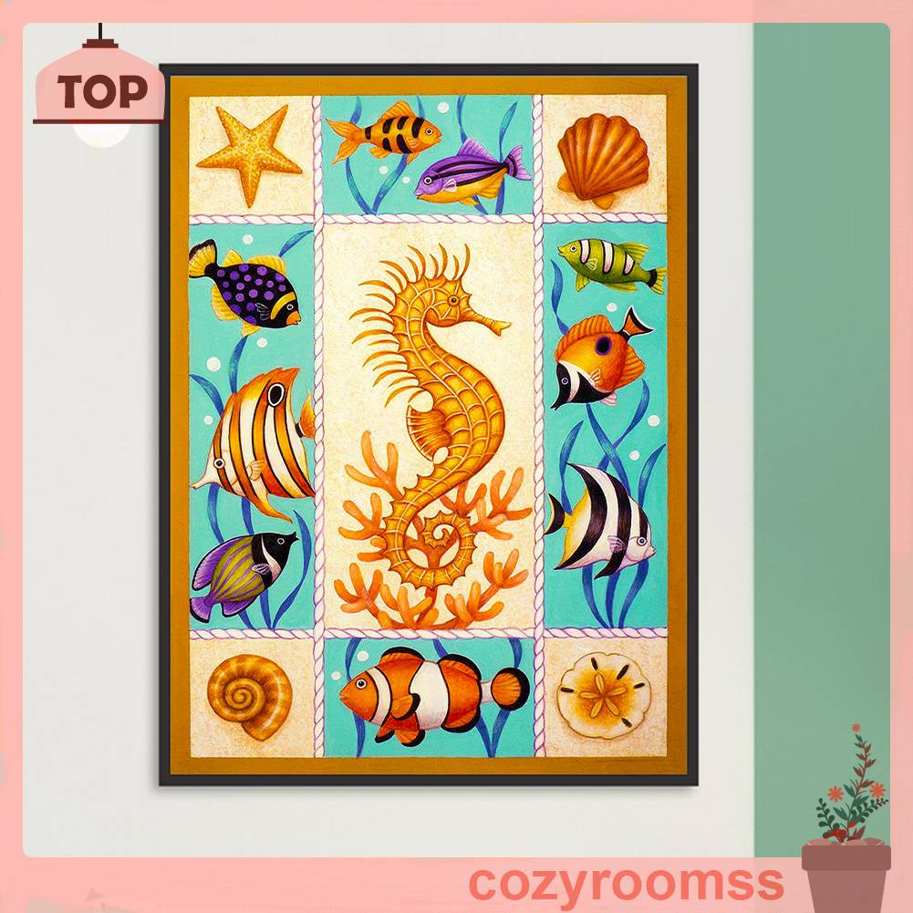 Tranh Đính Đá Kim Cương Toàn Bộ 5D DIY Hình Cá Ngựa