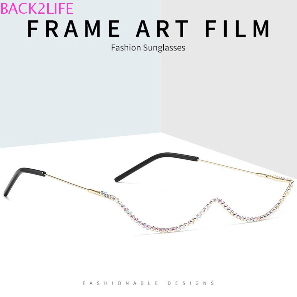 BACK2LIFE Kính Mát Nửa Gọng Màu Bạc Phong Cách Punk Thời Trang Cho Nam Và Nữ