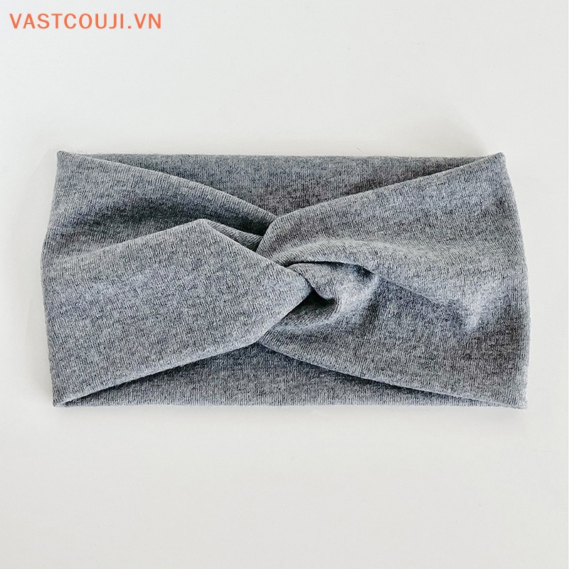 Băng Đô Cài Tóc Co Giãn Màu Trơn Đính Nơ Chéo Phong Cách Thể Thao Thời Trang Cho Nữ