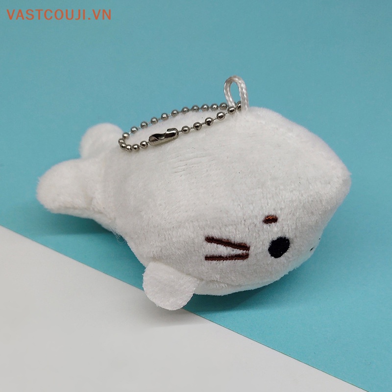 Vastji 1 Cái Màu Trắng Nhỏ Dễ Thương 10cm Approx. Móc Khóa Hình Đồ chơi nhồi bông Đáng Yêu