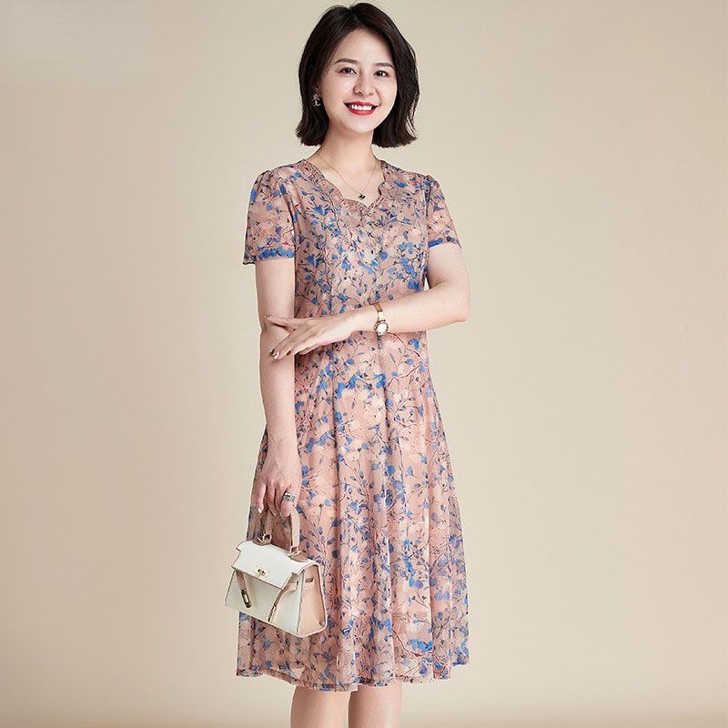 Đầm Phong Cách Phương Tây Thời Trang Mùa Hè Mới 2023 40 Tuổi 50 Tuổi Cho Phụ Nữ Trung Niên