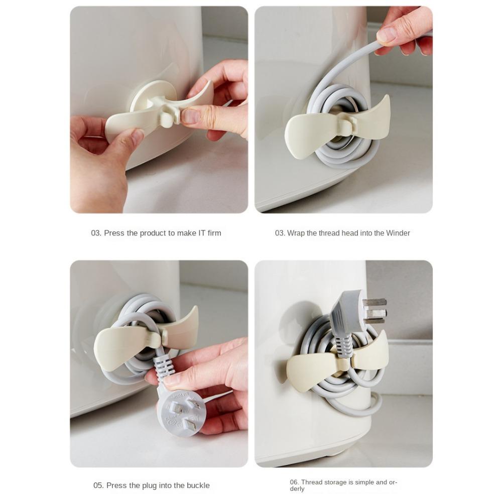 BEBETTERM Set 6 Móc Cao Su Mềm Dán Tường Treo Dây Cáp Màu Đen / Be Hiện Đại Không Để Lại Dấu Vết Cho Thiết Bị Gia Đình Nhỏ