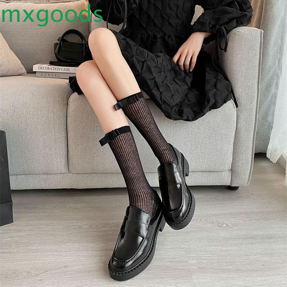 MXGOODS Vớ Dài Ngang Bắp Chân Kẻ Sọc Màu Sắc Ngọt Ngào Phong Cách Lolita