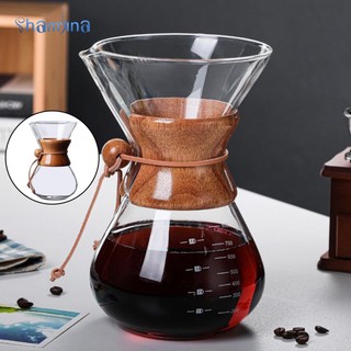 Shamjina Bình pha cà phê pha thủ công bằng thủy tinh chịu nhiệt độ cao 800ml