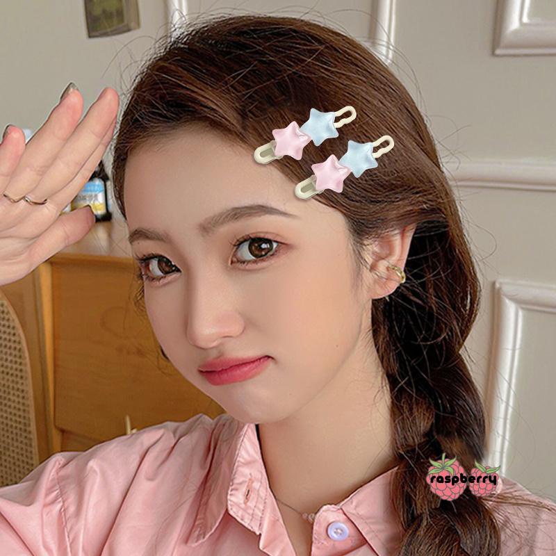 🍓Raspberry🍓 Kẹp Tóc Hình Ngôi Sao Năm Cánh Nhiều Màu Sắc Dễ Thương Cho Nữ