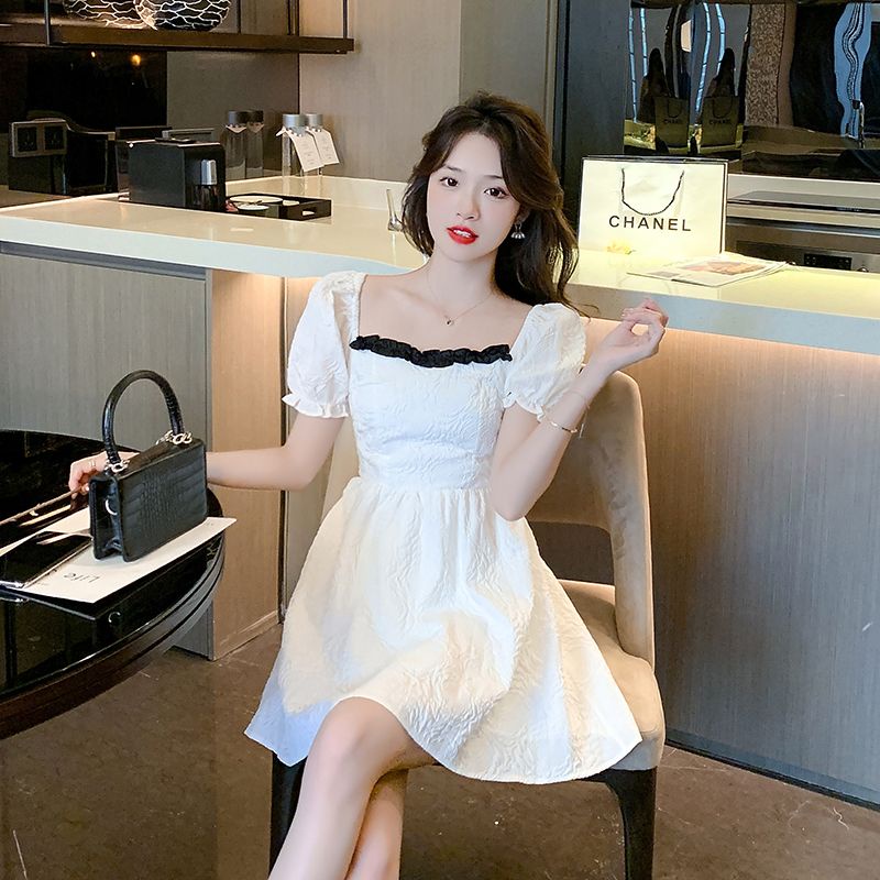 Đầm Chữ a Tay Ngắn Thắt Nơ Phong Cách Pháp Thời Trang Mùa Hè Hàng Mới Dành Cho Bạn Nữ 2023 CM7O