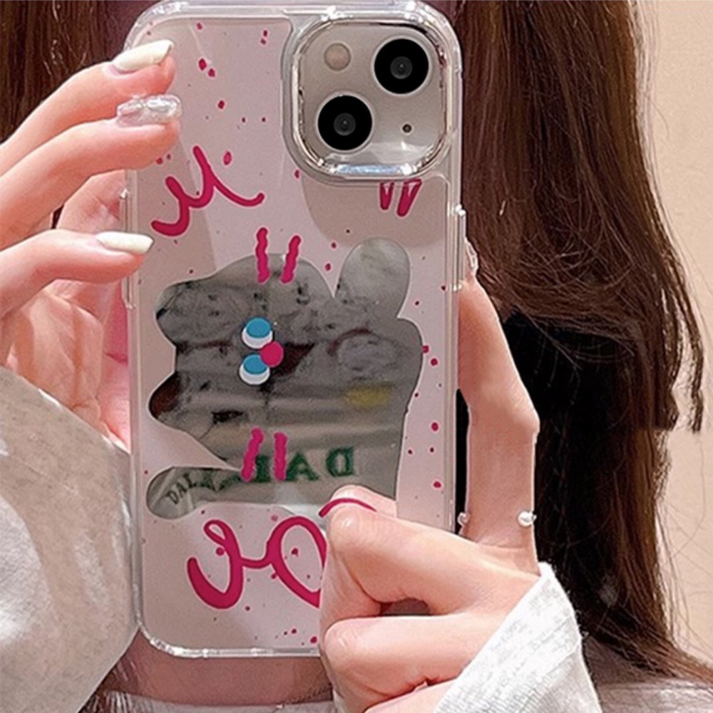 Ốp Điện Thoại Mềm Họa Tiết Mèo Hoạt Hình Gắn Gương Chống Sốc Cho iPhone 14 Pro Max 13 12 11 Pro Max XS XR