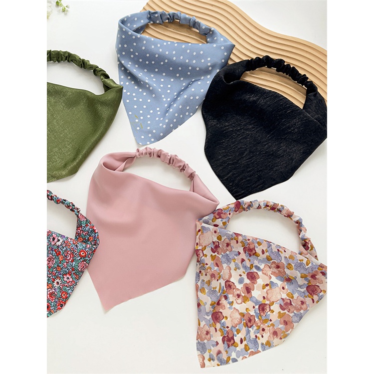 1 Băng Đô Vải Satin Mềm Mại Họa Tiết Chấm Bi Phong Cách Vintage Đầu loại tam giác khăn