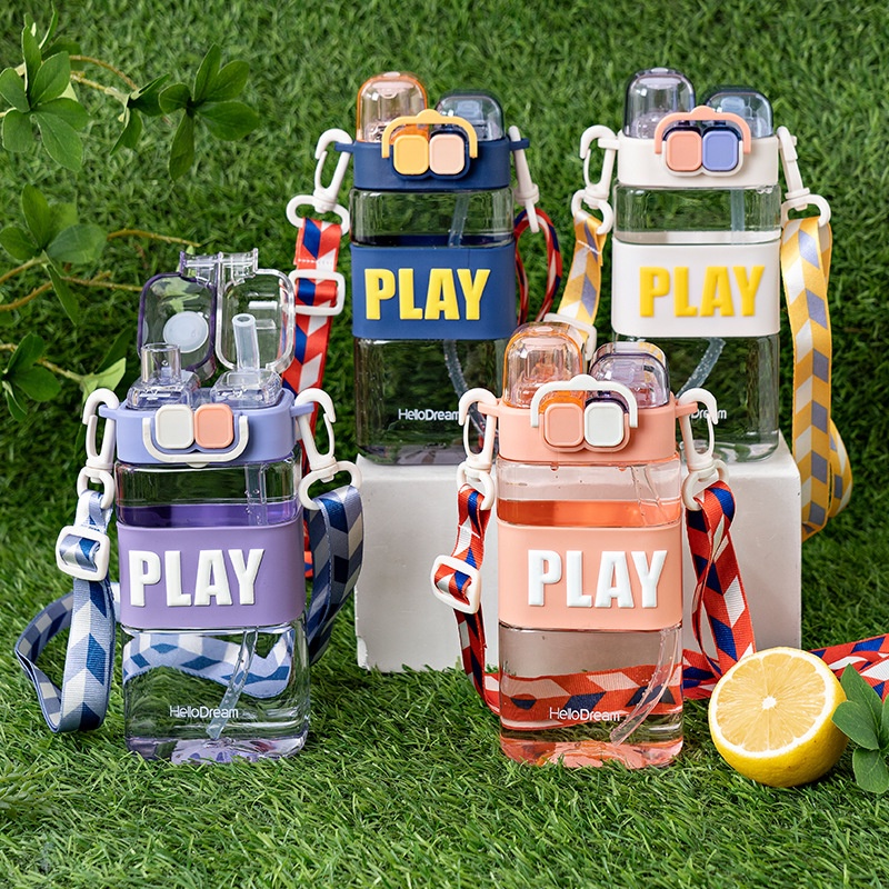 ILIKEFE Bình Đựng Nước Chịu Nhiệt Cao Chống Rơi Hình Gấu / Dâu Tây Cho Học Sinh Tritan