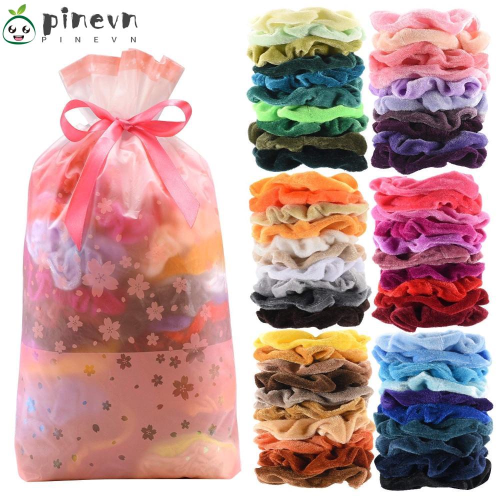 PINEVN Set 6 / 12 / 18 / 24 / 38 / 50 Dây Buộc Tóc Chất Liệu Cao Su Nhiều Màu