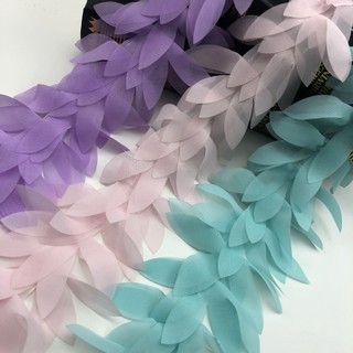 Trendy Lovely 3D Leaves Lace Flower Chiffon Flowers Trim Lace Fabric Ribbon Diy Sewing Accessories DIY Trim Garment Sewing Accessories LY