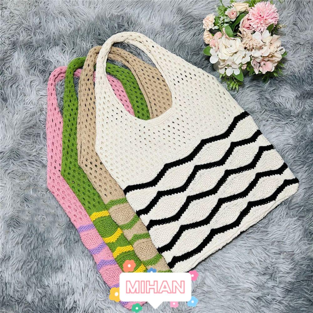 MIHAN1 Túi Xách Đan Len Đeo Vai Sức Chứa Lớn Thời Trang Cho Nữ
