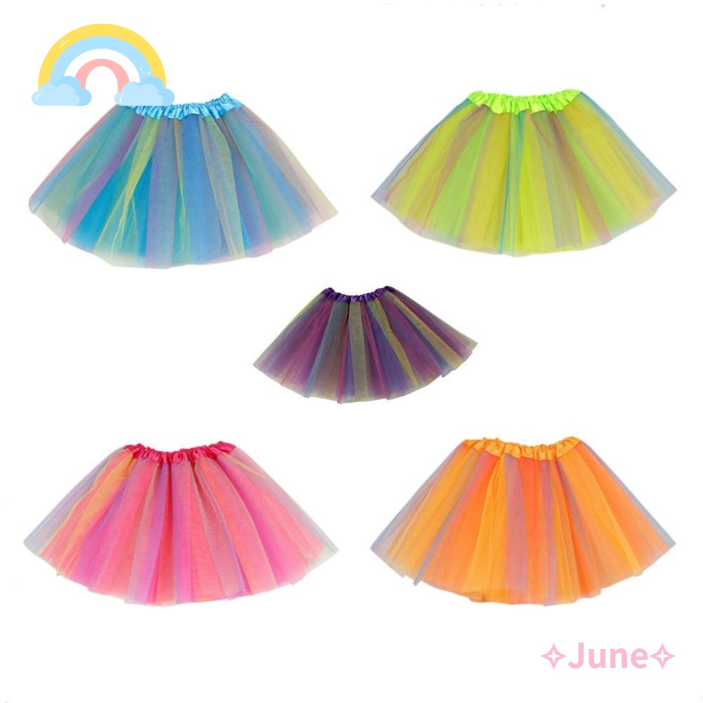 JUNE Đầm Xoè Tutu Màu Sắc Cầu Vồng Cho Bé Gái (2-8 Tuổi)