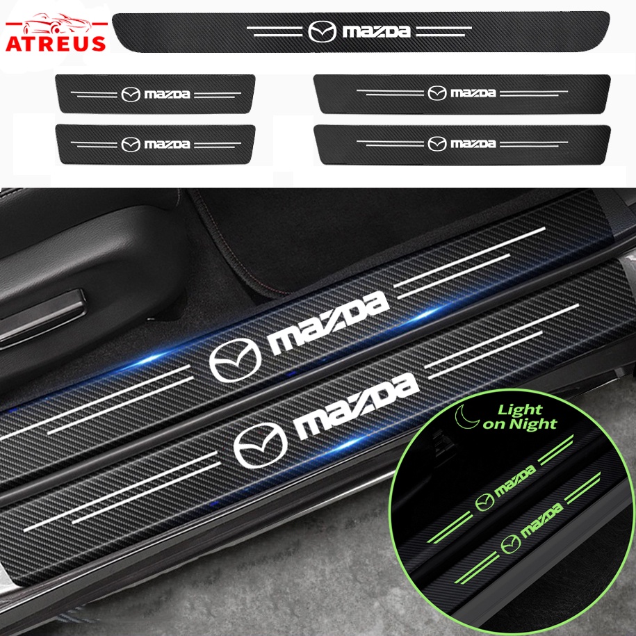 Sticker Sợi Carbon Dạ Quang Dán Cửa Xe Hơi Chống Trầy Xước Cho Mazda 2 3 CX5 CX30 CX8 CX3 Mazda2 6 5 CX9 BT50