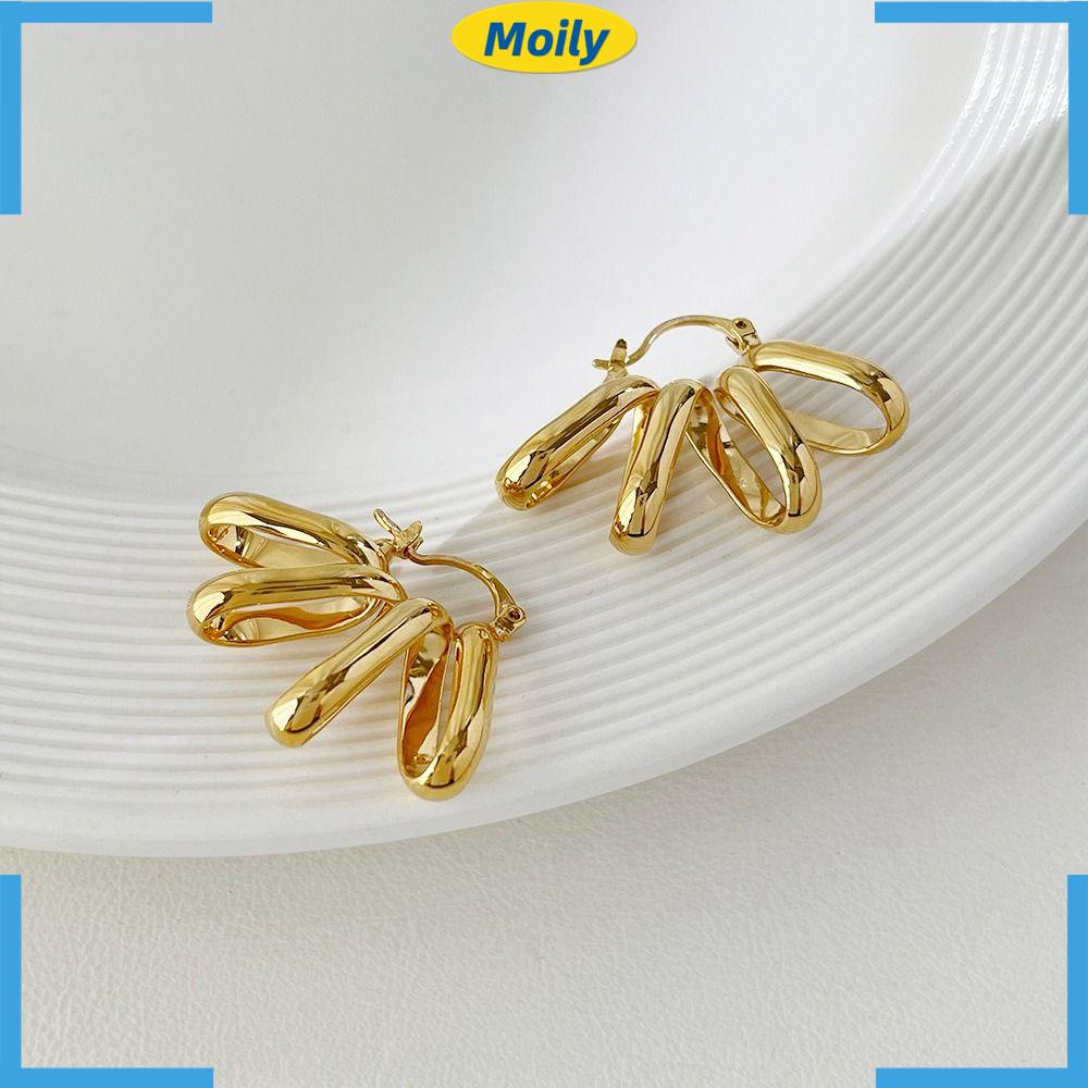 MOILYVN Khuyên Tai Dạng Vòng Xoắn Ốc Phong Cách Đường Phố Mới