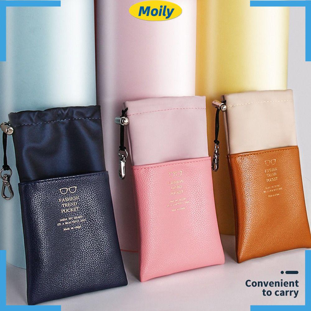 MOILYVN Túi Dây Rút Bằng Da PU Đựng Mắt Kính Tiện Dụng Ốp