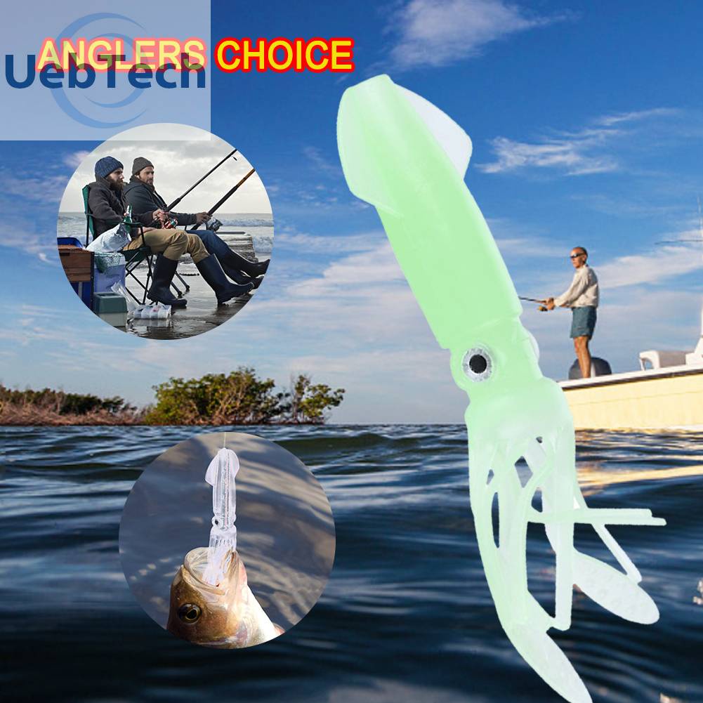 Set 5 Mồi Câu Cá Giả Hình Con Mực Dạ Quang 10cm 8g Mềm Mại