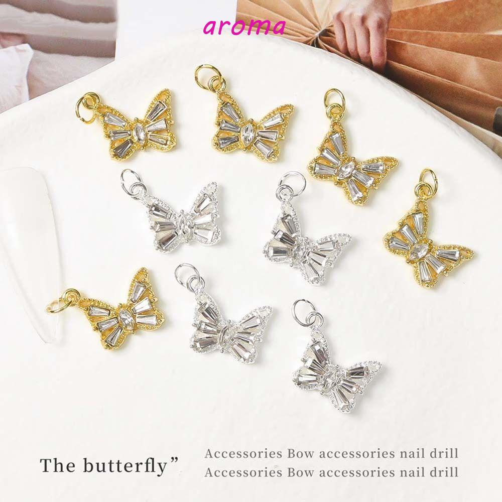 AROMA Phụ Kiện Trang Trí Móng Nghệ Thuật Hình Nơ Bướm 3D Phong Cách Nhật Bản