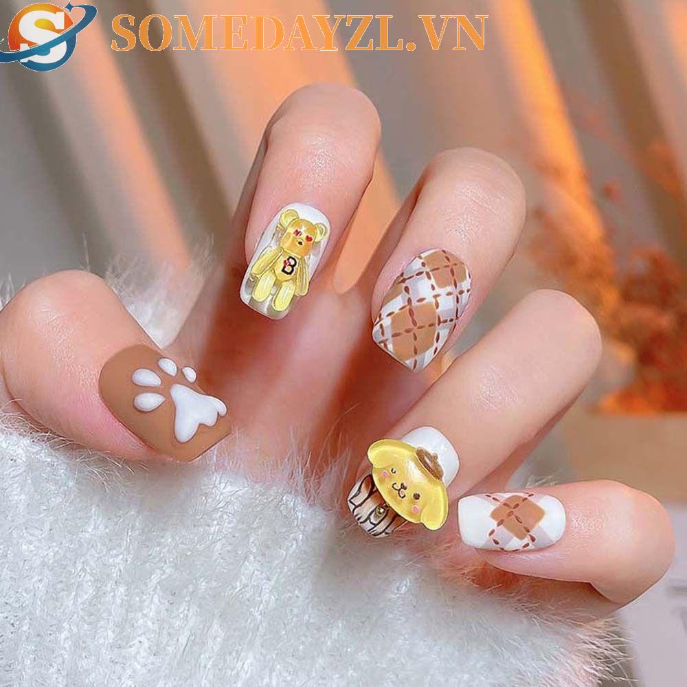 SOMEDAYZL Phụ Kiện Trang Trí Móng Tay 3D Hình Thú Hoạt Hình Dễ Thương