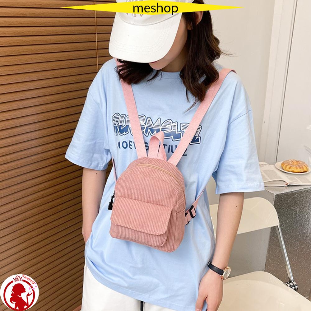 Ba Lô Dacron Mini Siêu Nhẹ Màu Trơn Nhiều Túi Thời Trang Cho Nữ