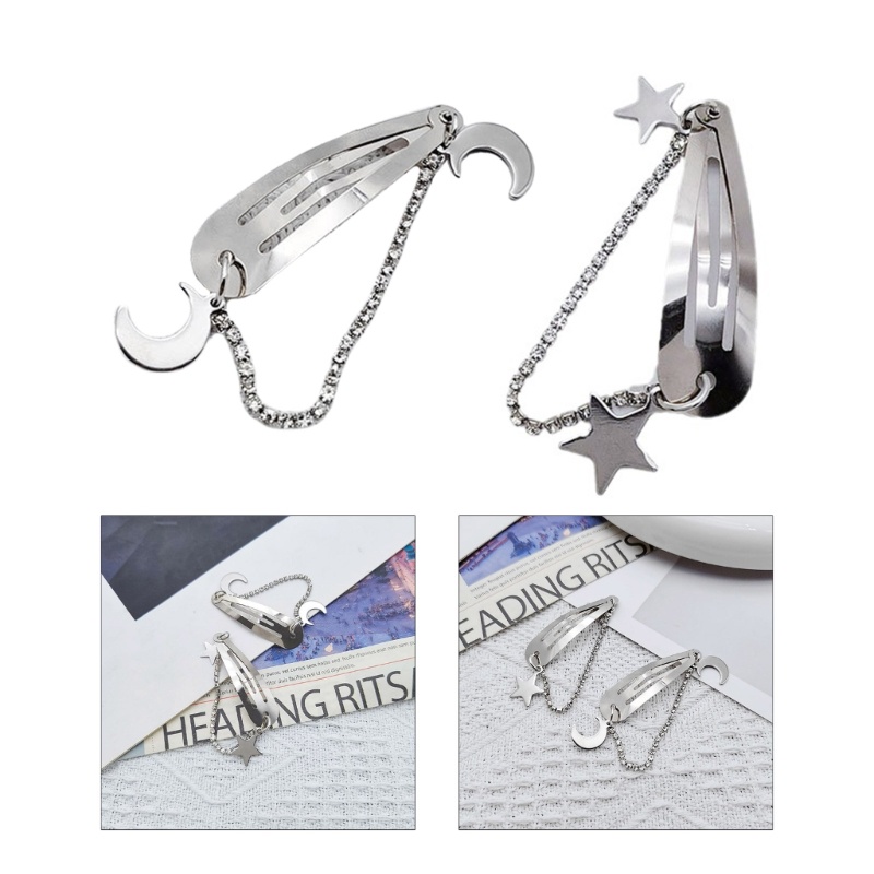 Kẹp Tóc Hợp Kim Hình Mặt Trăng Và Ngôi Sao Cho Nữ Y2K