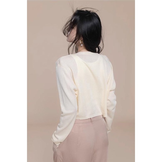 Áo Cardigan Dệt Kim Tay Dài Chống Nắng Không Nút Thời Trang