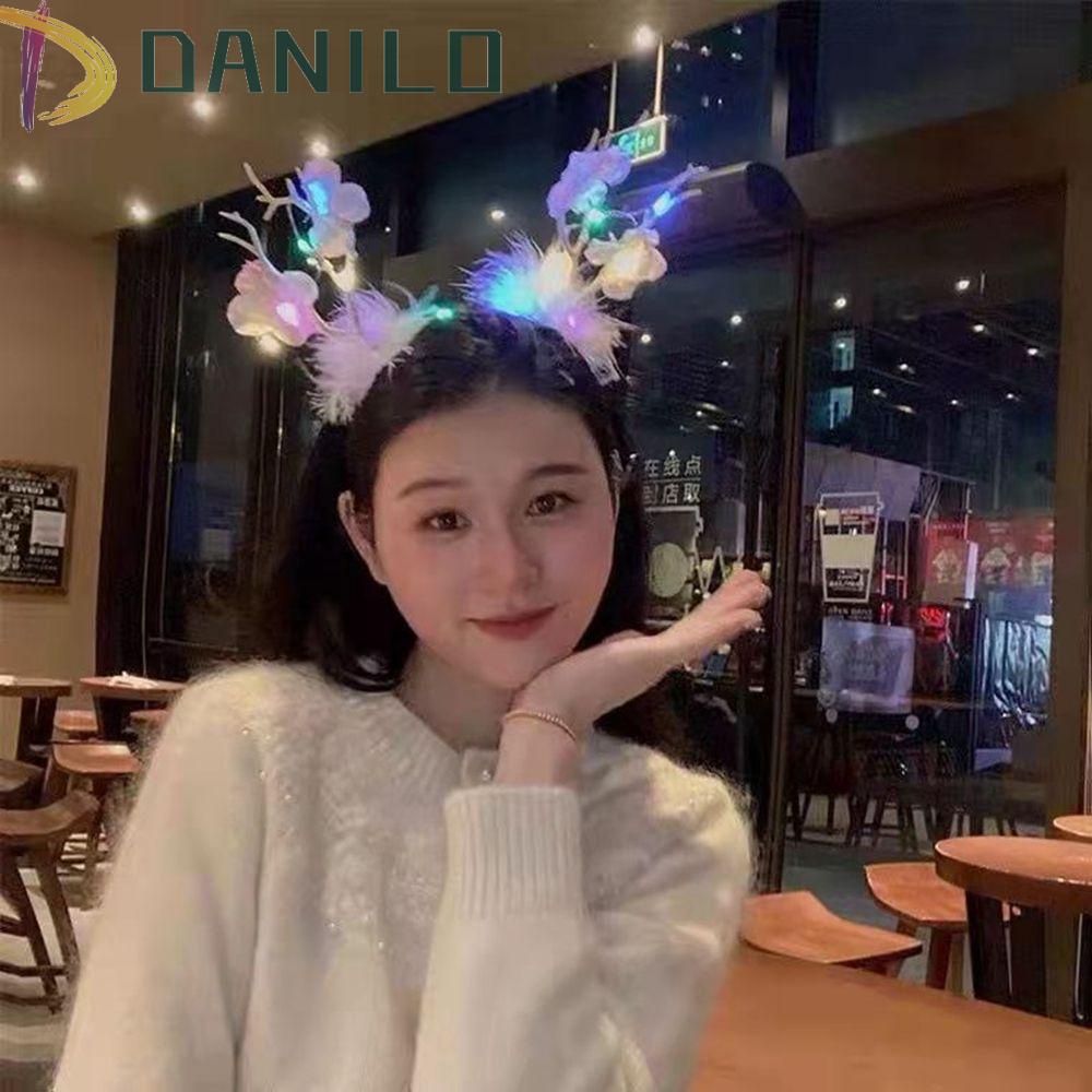 DANILO Cài Tóc Hình Sừng Tuần Lộc Giáng Sinh Có Đèn LED Dễ Thương