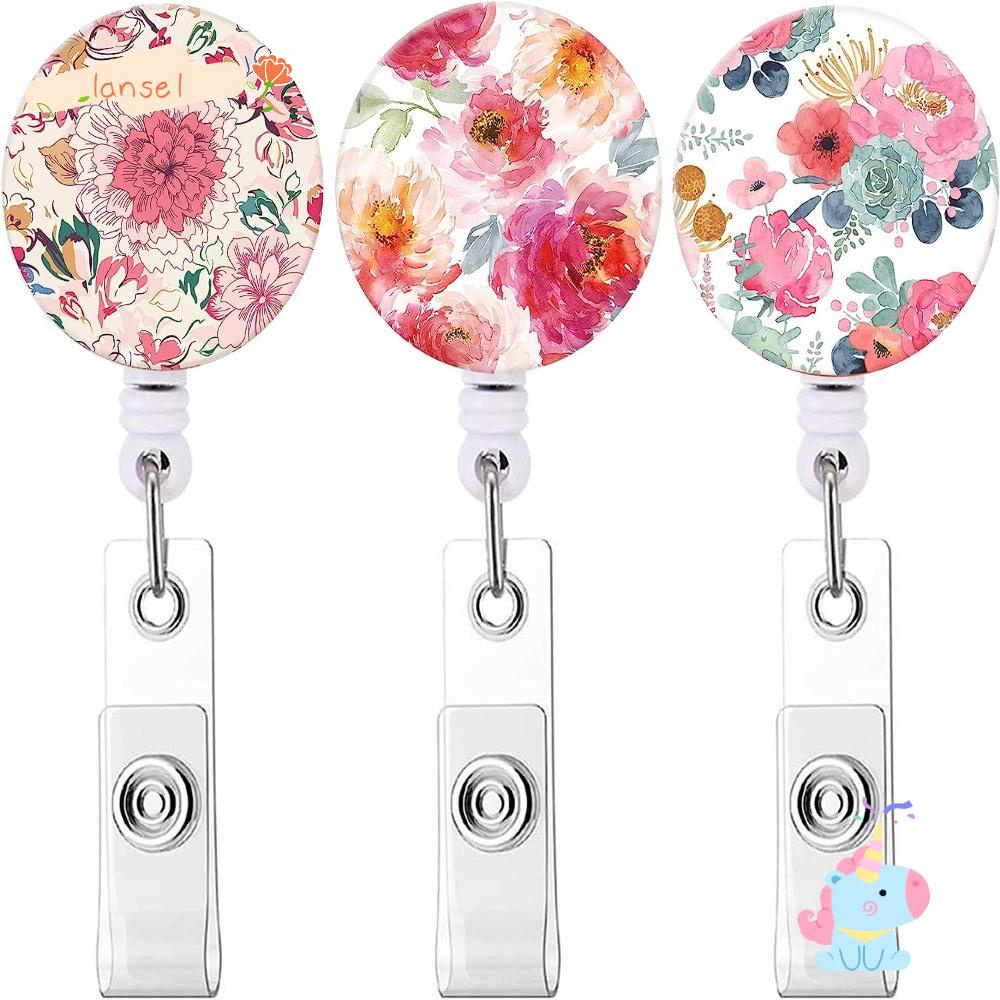 Set 3 Móc Chìa Khóa Bằng ABS Hình Hoa Có Thể Thu Gọn Cho Văn Phòng