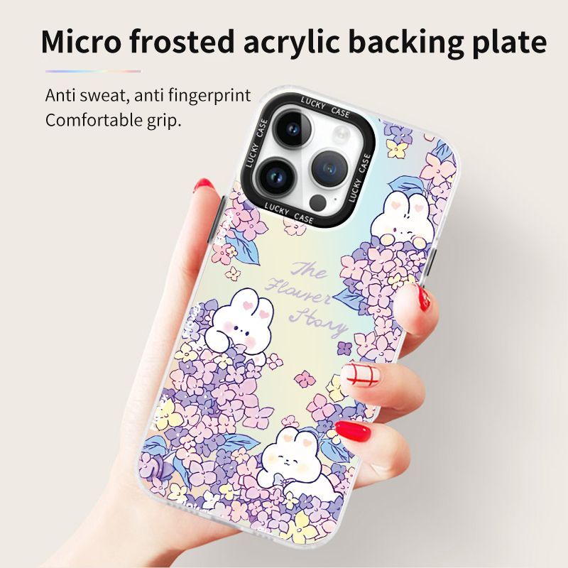 Ốp Điện Thoại Imd In Hình Thỏ Và Hoa Màu Laser Cho iPhonexr12678plusins IMD1314 Apple 6QGV Promax