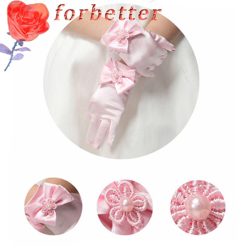 FORBETTER Găng Tay Co Giãn Đính Nơ Xinh Xắn Cho Bé Gái