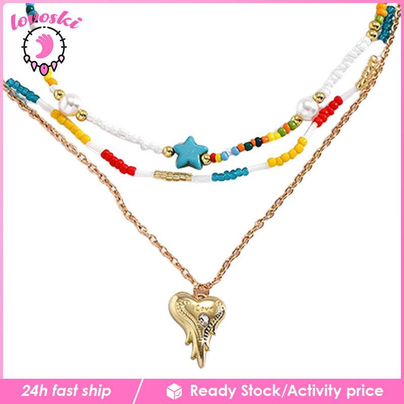 Set 3 Vòng cổ Nhiều Lớp Y2K Phong Cách Boho