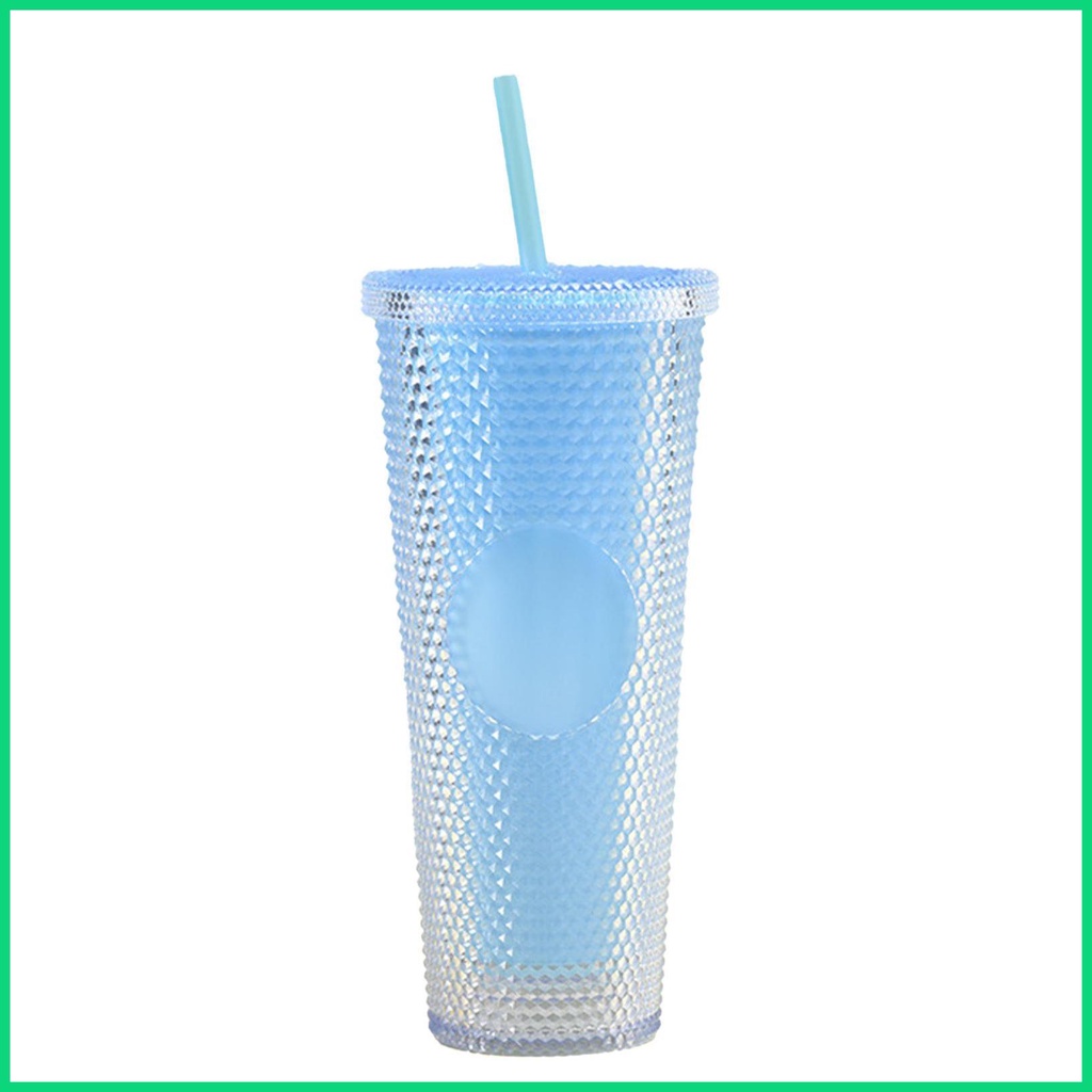 Cốc Uống Cà Phê 750ml Hai Lớp Cách Nhiệt Có Nắp Và Ống Hút