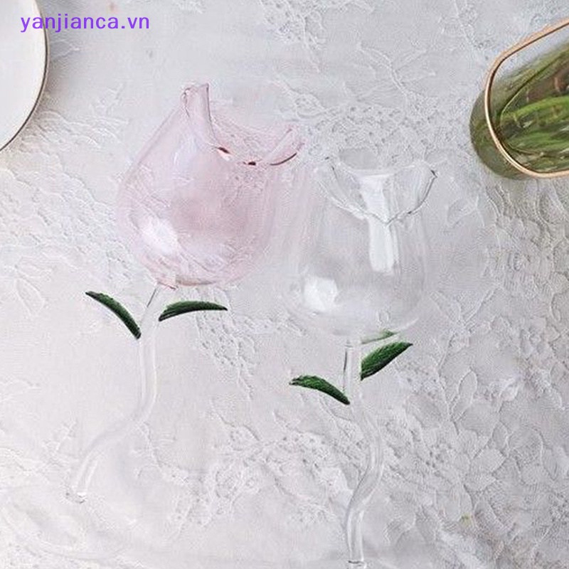 Ly Thủy Tinh Uống Rượu 150 / 400ml Hình Hoa Hồng Lãng Mạn