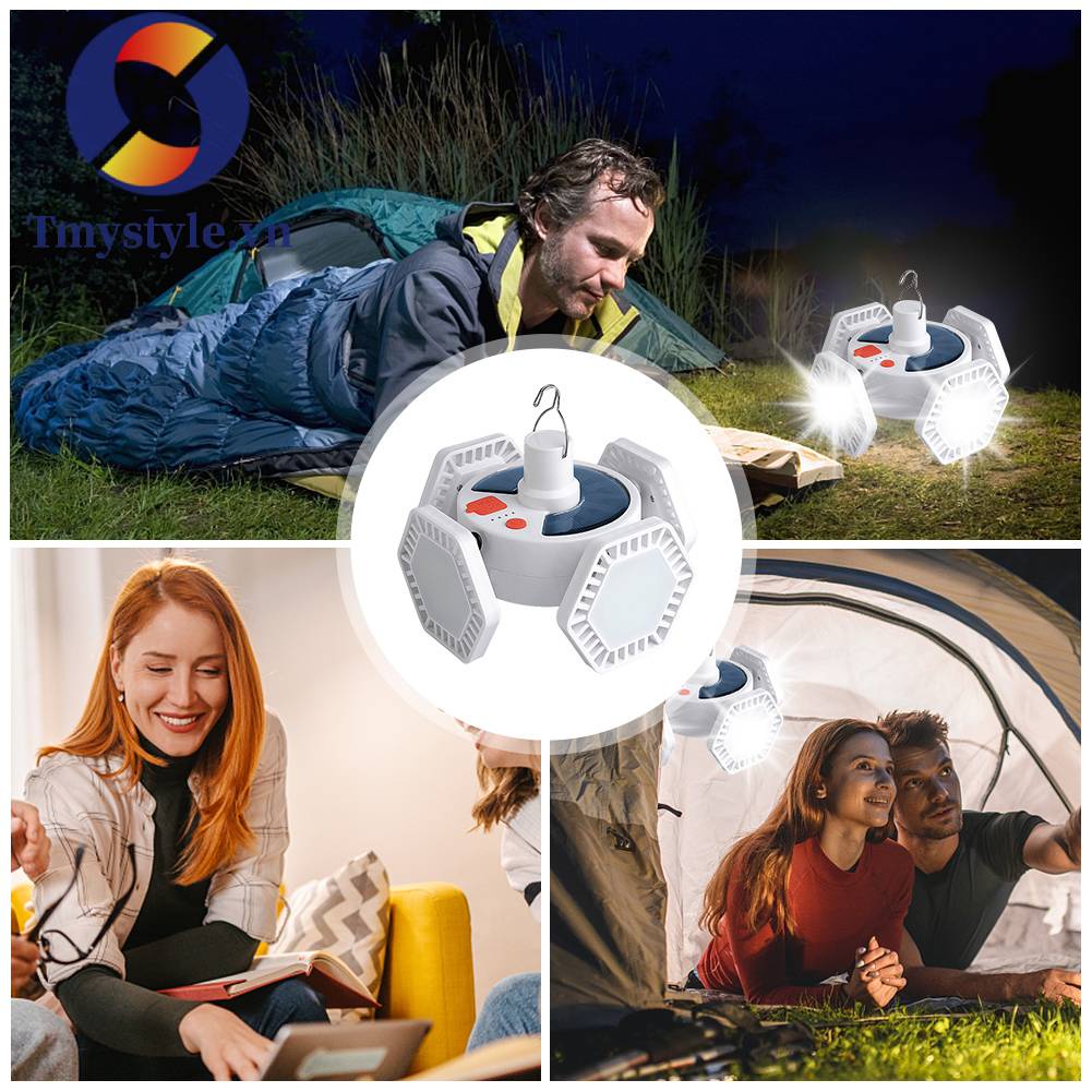 Đèn Cắm Trại Năng Lượng Mặt Trời Chống Thấm Nước 85W Gấp Gọn Tiện Lợi